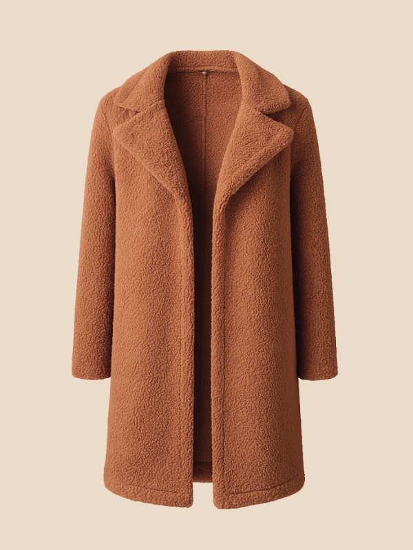 Classic Long Wool Blend Coat with Lapel Collar