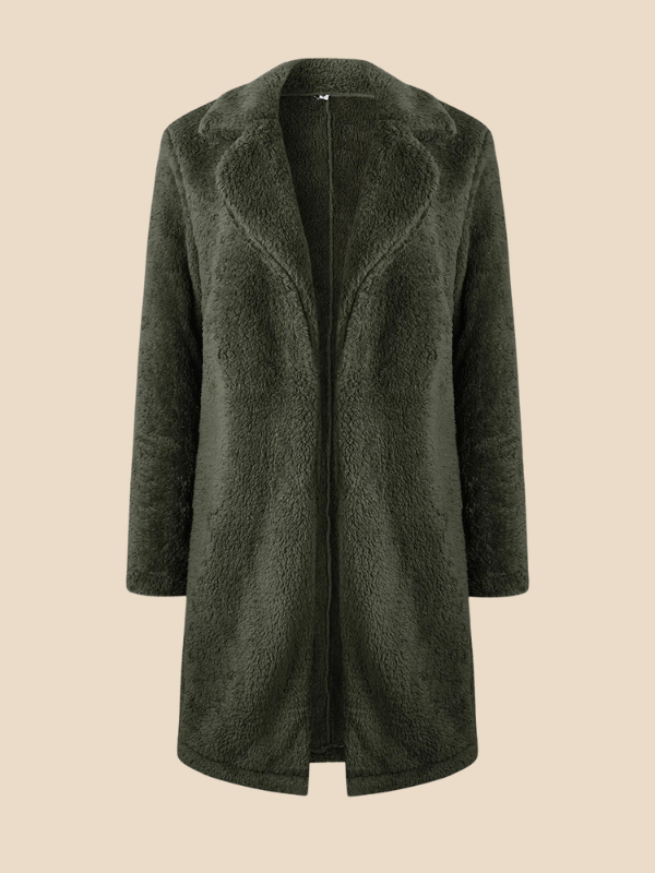 Classic Long Wool Blend Coat with Lapel Collar