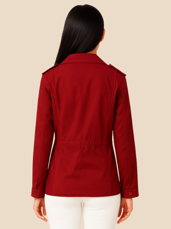 Women’s Casual Utility Jacket with Zipper and Pockets