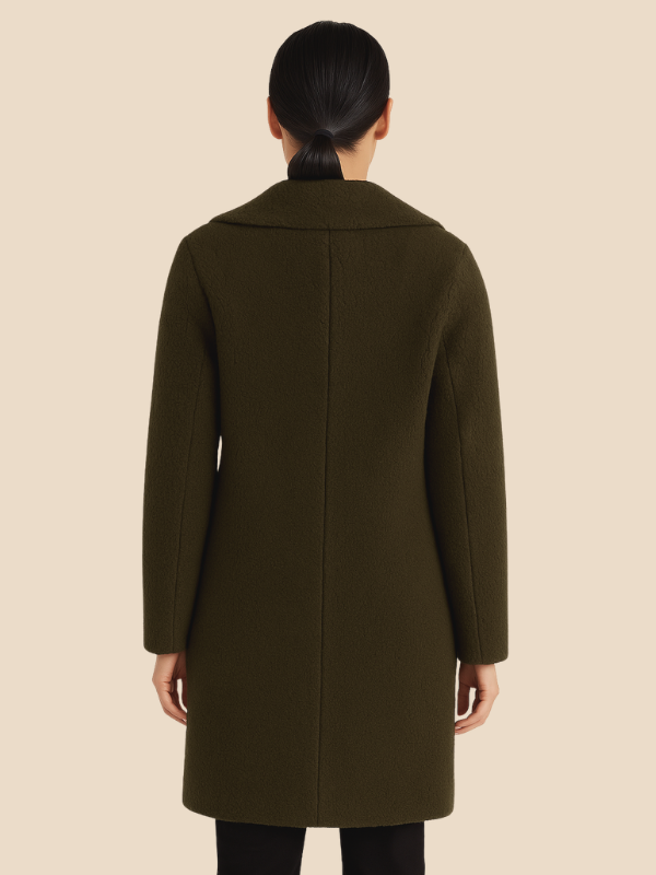 Classic Long Wool Blend Coat with Lapel Collar