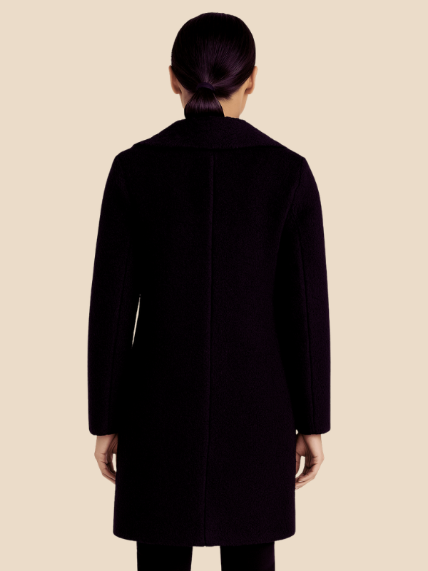 Classic Long Wool Blend Coat with Lapel Collar
