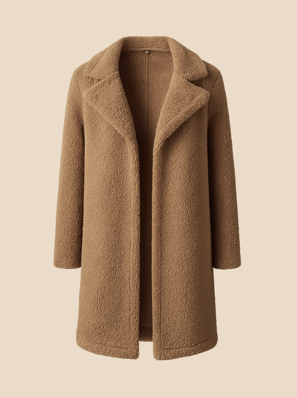 Classic Long Wool Blend Coat with Lapel Collar