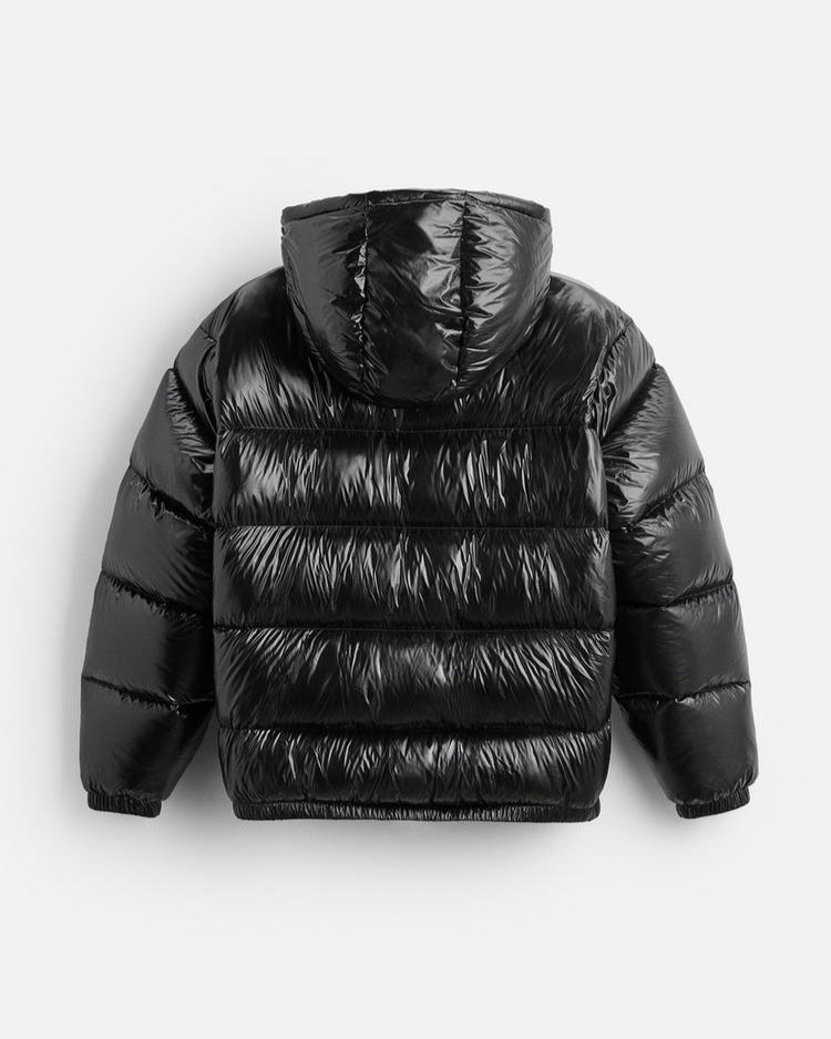 Glossy Hooded Short Puffer Jacket