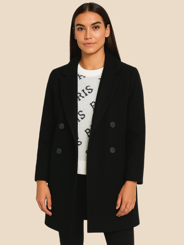 Double-Breasted Wool Blend Blazer Coat