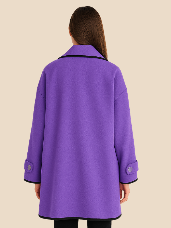 Hooded Wool Blend Cape Coat with Button Detail