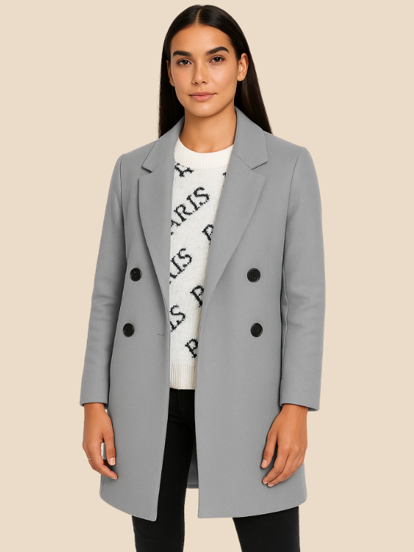 Double-Breasted Wool Blend Blazer Coat