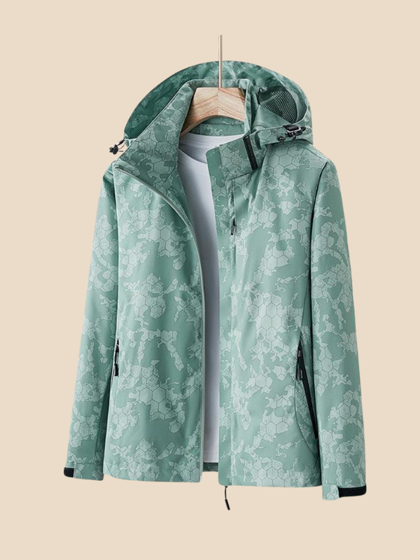 Waterproof Hooded Rain Jacket with Zipper Pockets