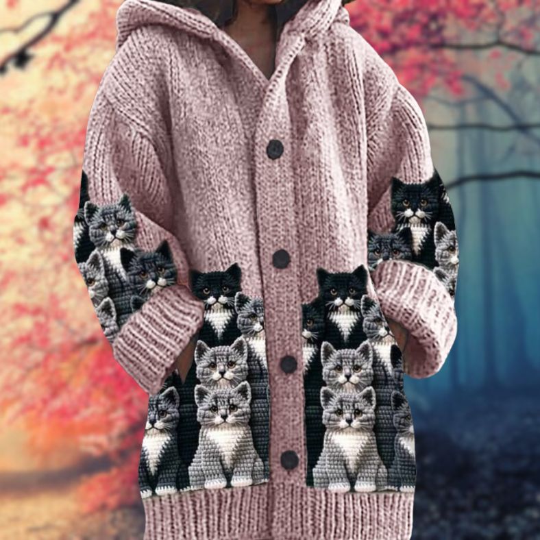 Hooded Pattern Knit Cardigan for Cozy Everyday Style