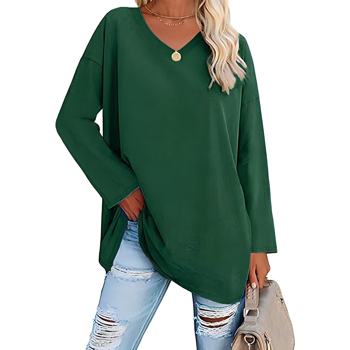 Long Sleeve V-Neck Tunic Top for Everyday Comfort