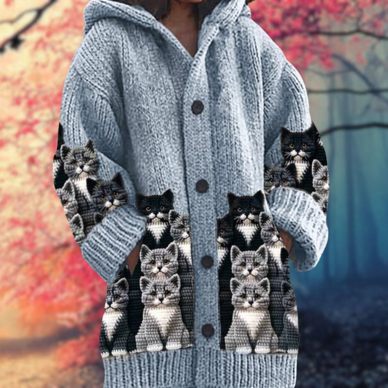 Hooded Pattern Knit Cardigan for Cozy Everyday Style