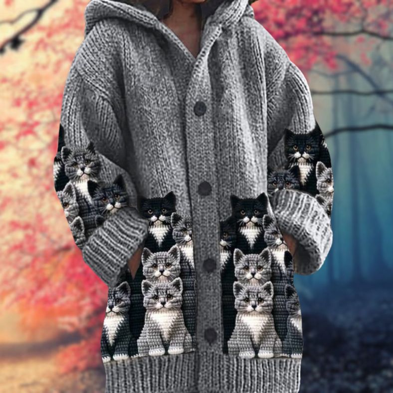Hooded Pattern Knit Cardigan for Cozy Everyday Style