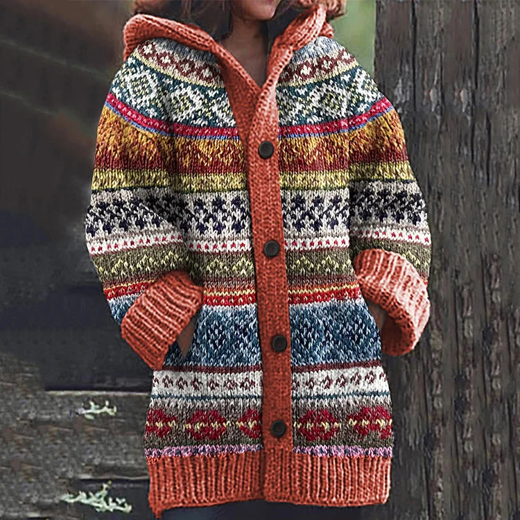 Hooded Fair Isle Knit Cardigan for Cozy Everyday Style