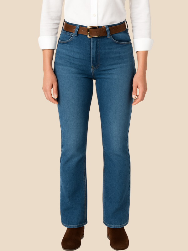 High-Waisted Flared Denim Jeans