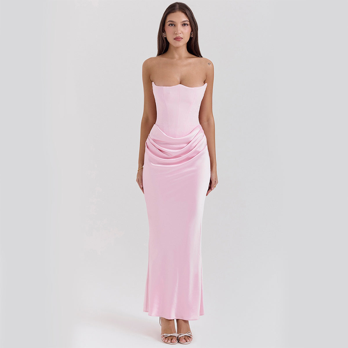 Strapless Ruched Bodycon Maxi Dress