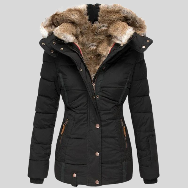 Faux Fur Hooded Puffer Coat for Warm Winter Wear