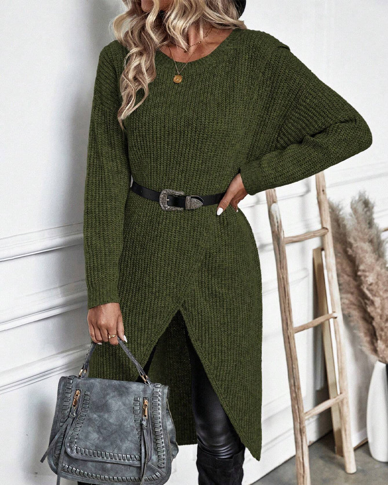 Asymmetrical Knit Tunic Sweater