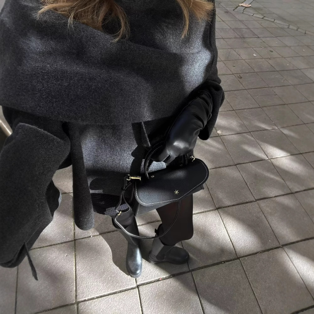 Elegant Wool-Blend Cape Poncho with Oversized Cowl Neck