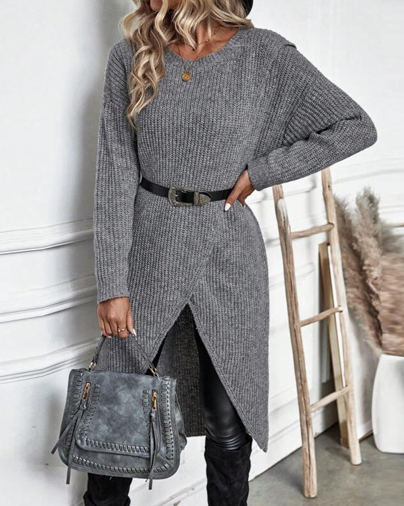Asymmetrical Knit Tunic Sweater