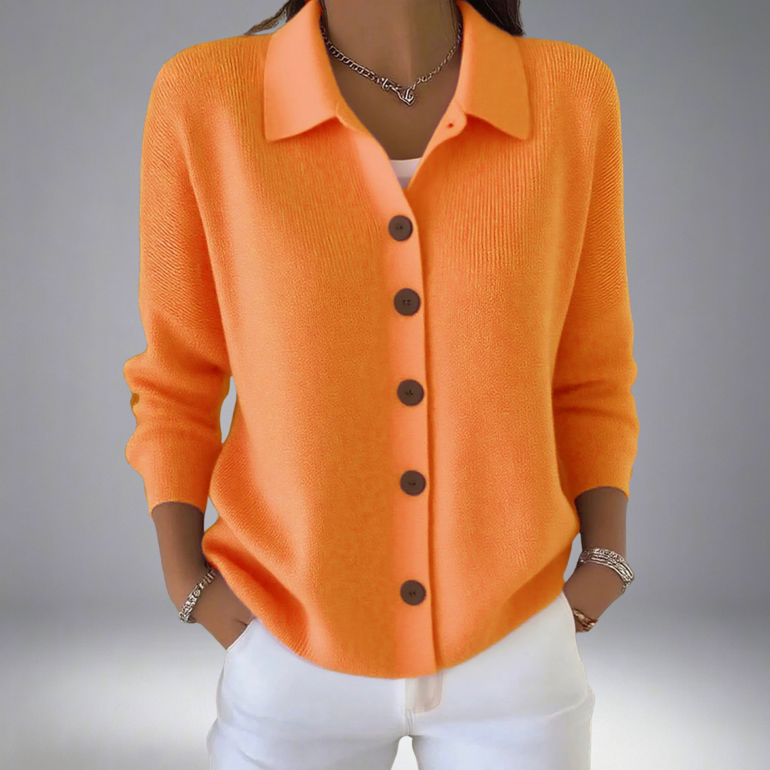 Button Front Collared Knit Cardigan for Polished Everyday Style