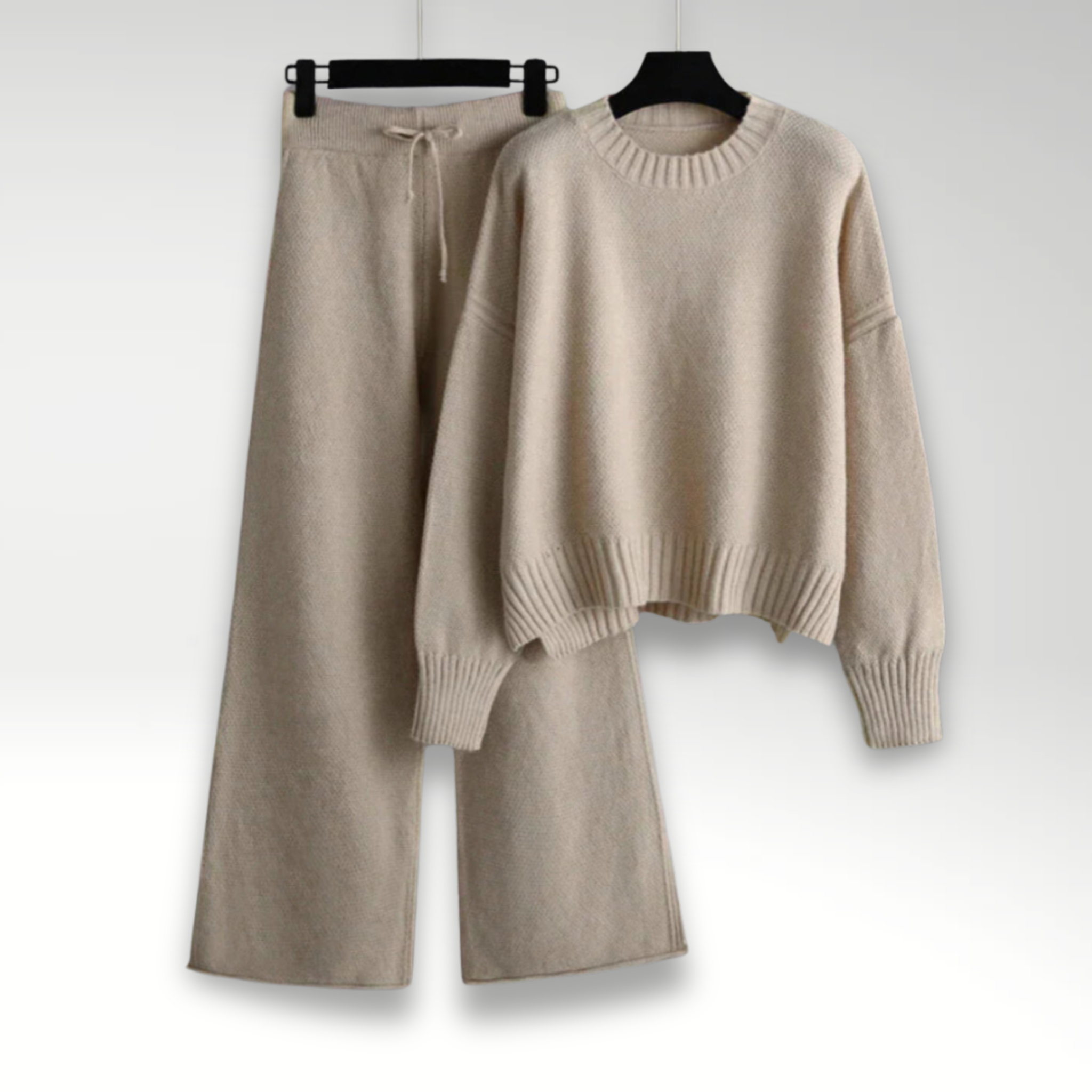 Relaxed Knit Sweater Lounge Set with Wide Leg Pants