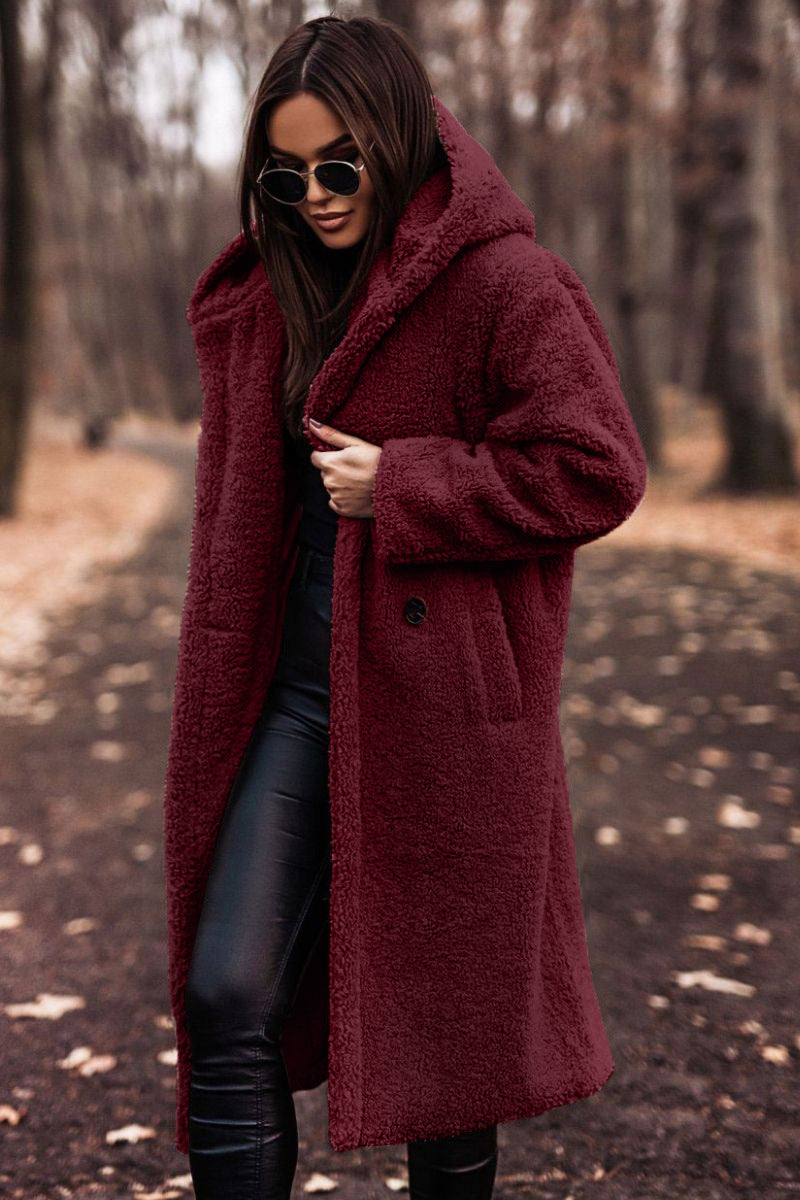 Long Hooded Teddy Faux Fur Coat