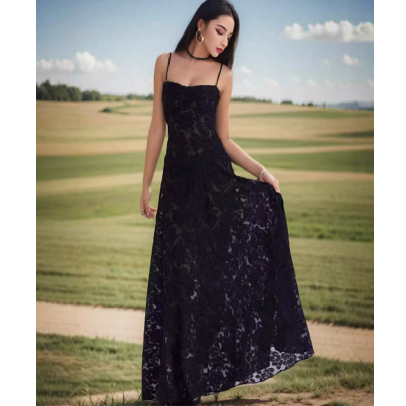 Elegant Satin A-Line Maxi Dress with Spaghetti Straps