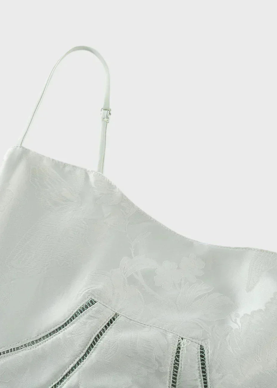 Satin Corset-Back Maxi Dress with Cowl Neck