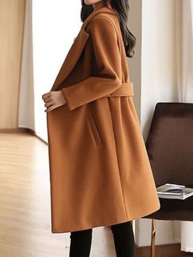 Elegant Double-Breasted Wool Blend Coat