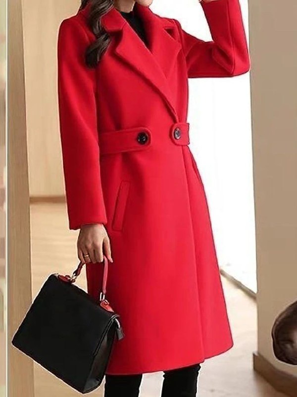 Elegant Double-Breasted Wool Blend Coat