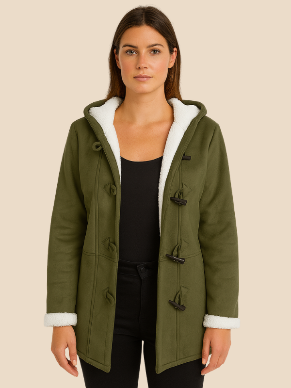 Women’s Hooded Sherpa-Lined Toggle Coat