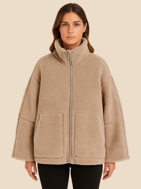 Cozy Zip-Up Fleece Jacket with High Collar