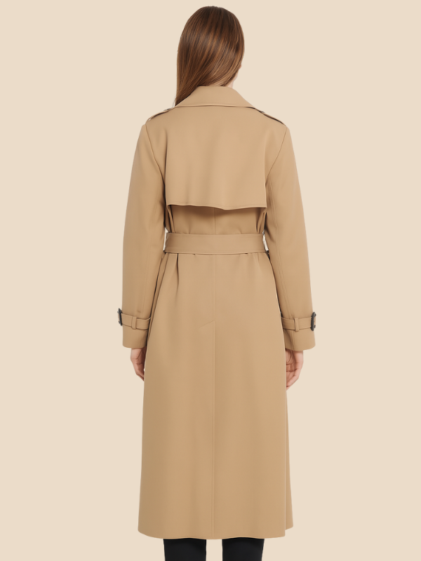 Classic Double-Breasted Belted Trench Coat for Women