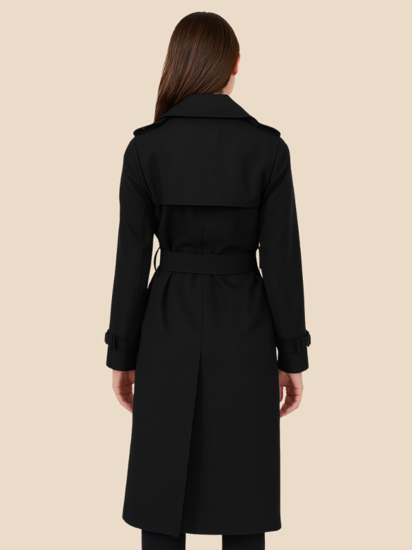 Classic Double-Breasted Belted Trench Coat for Women