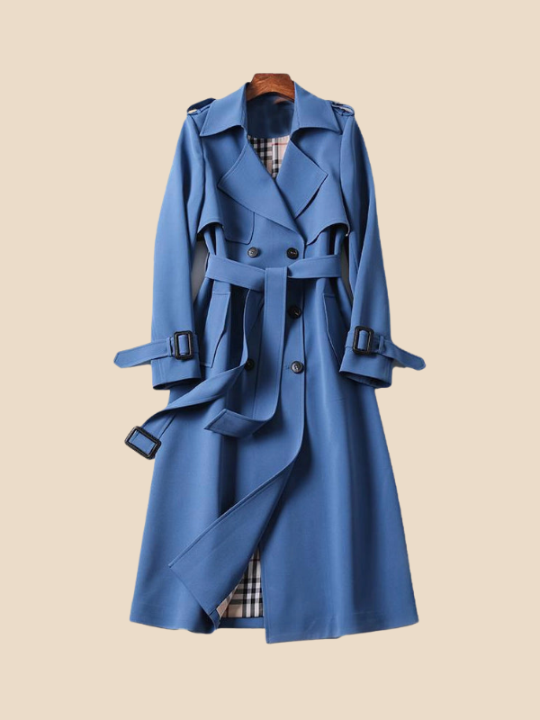 Classic Double-Breasted Belted Trench Coat for Women
