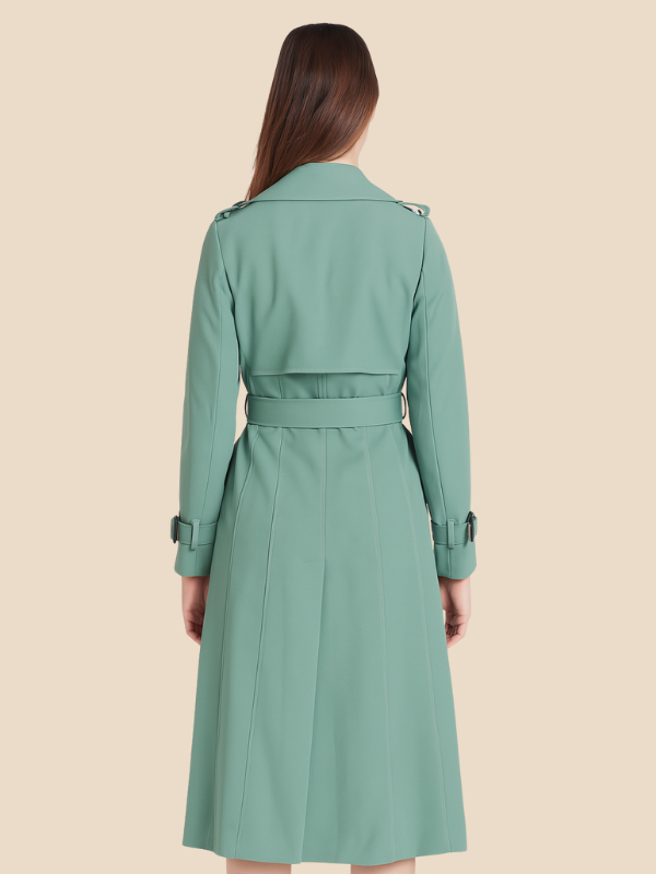 Classic Double-Breasted Belted Trench Coat for Women