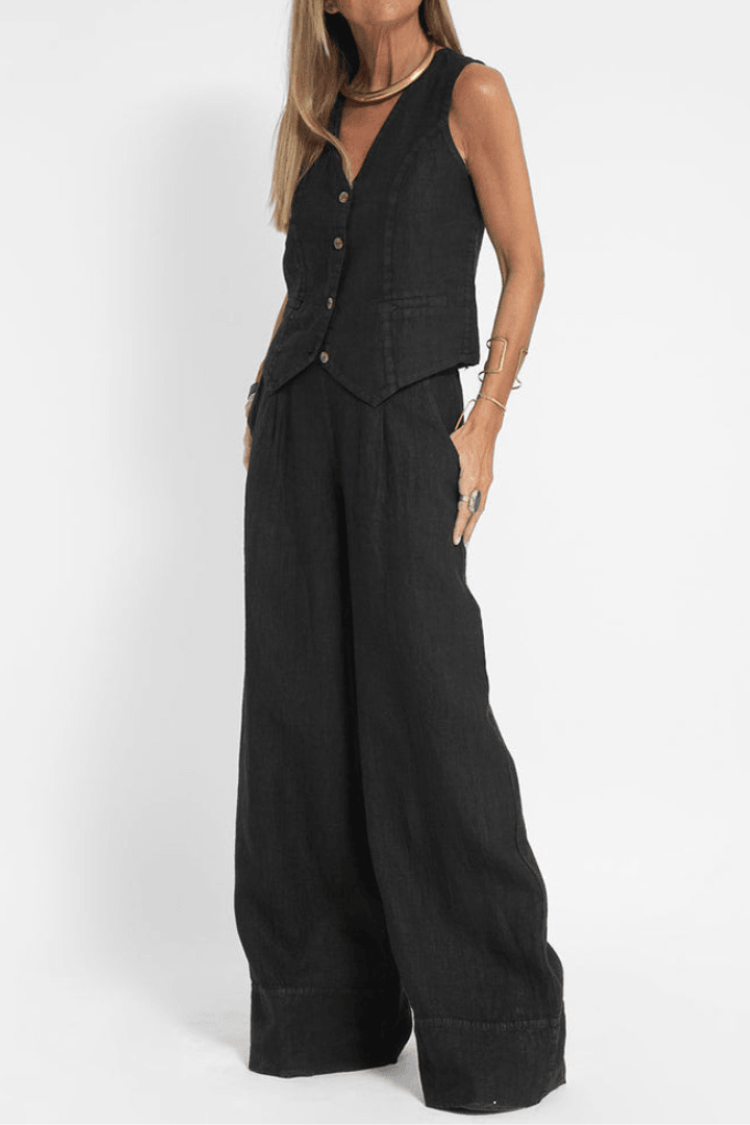 Chic Two-Piece Vest and Wide-Leg Pants Set for Effortless Style