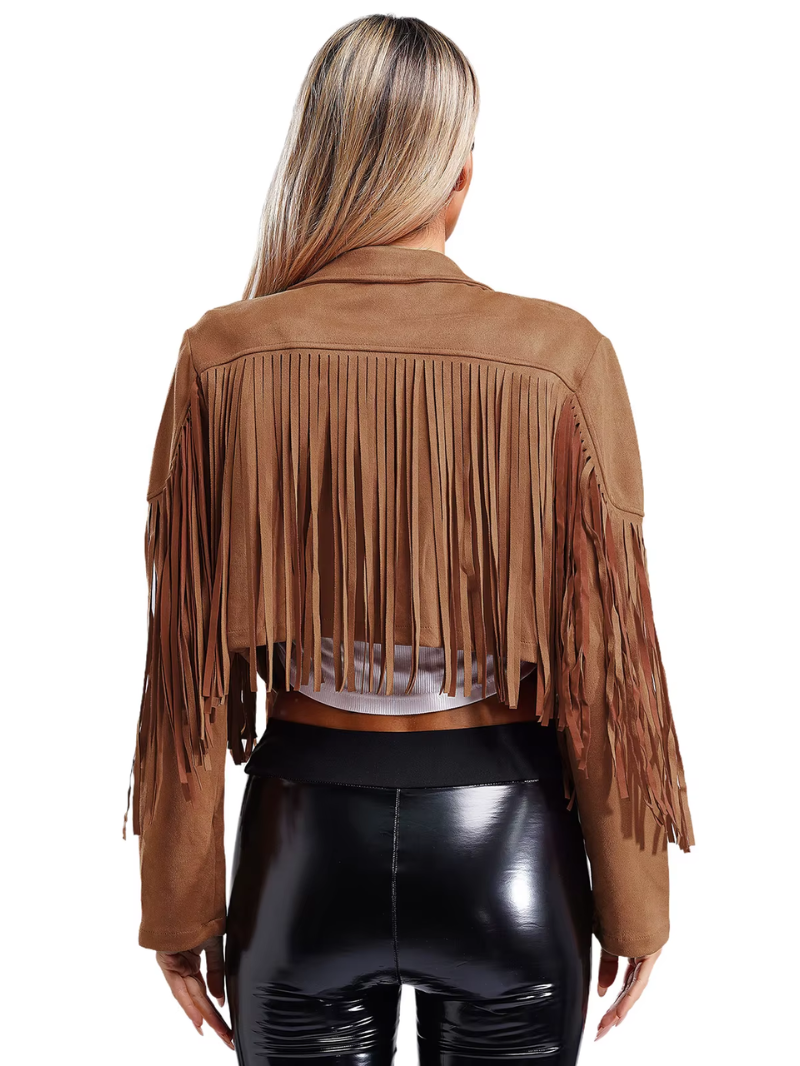 Suede Fringe Cropped Jacket