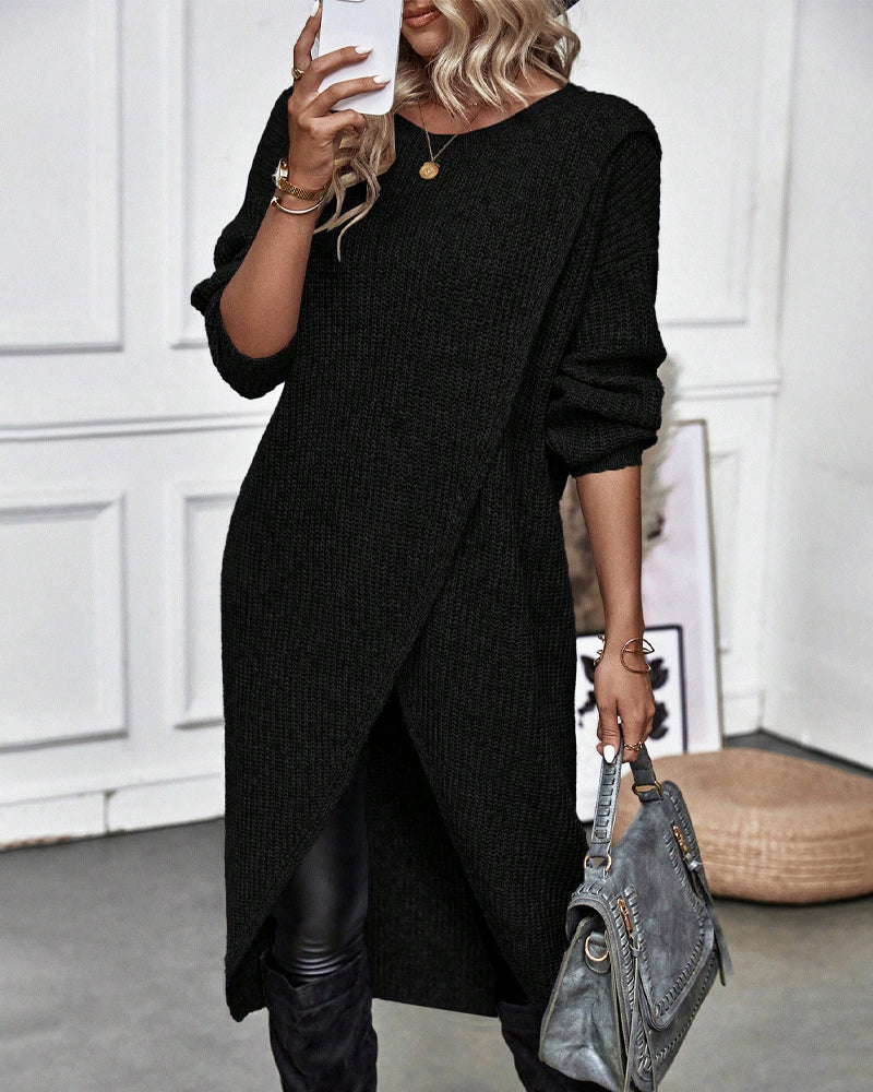 Asymmetrical Knit Tunic Sweater