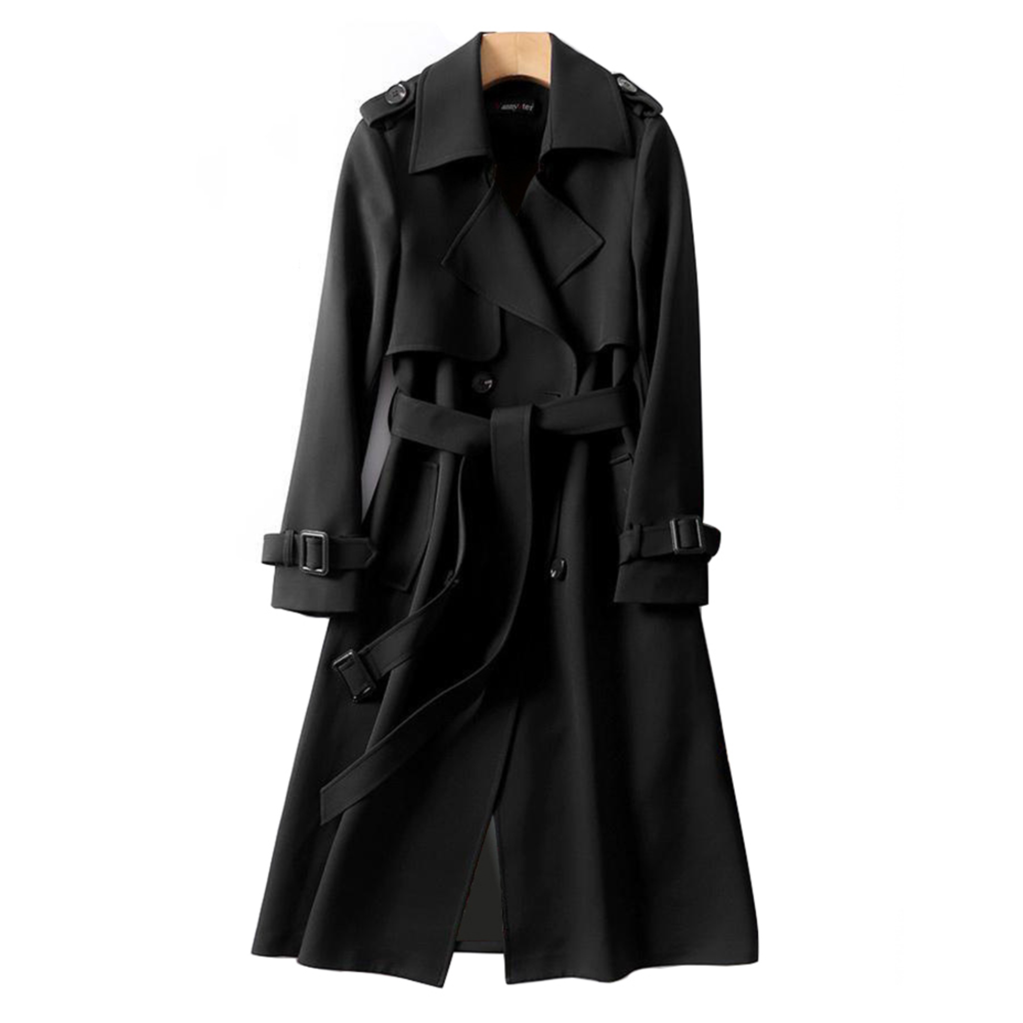 Women’s Long Double-Breasted Belted Trench Coat