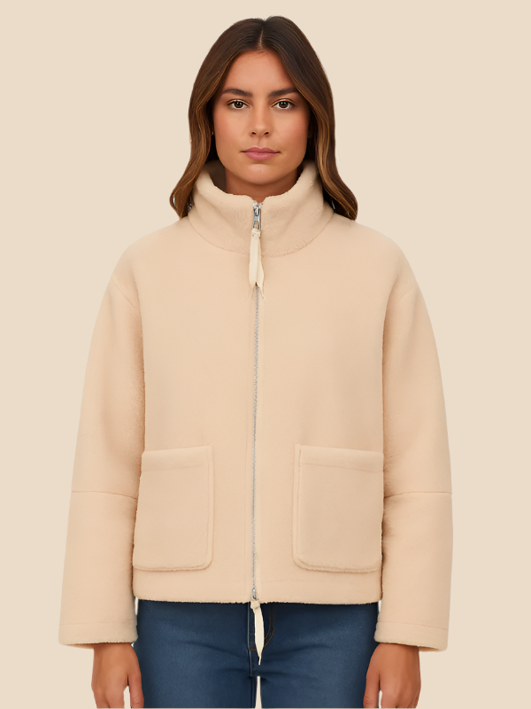 Cozy Zip-Up Fleece Jacket with High Collar