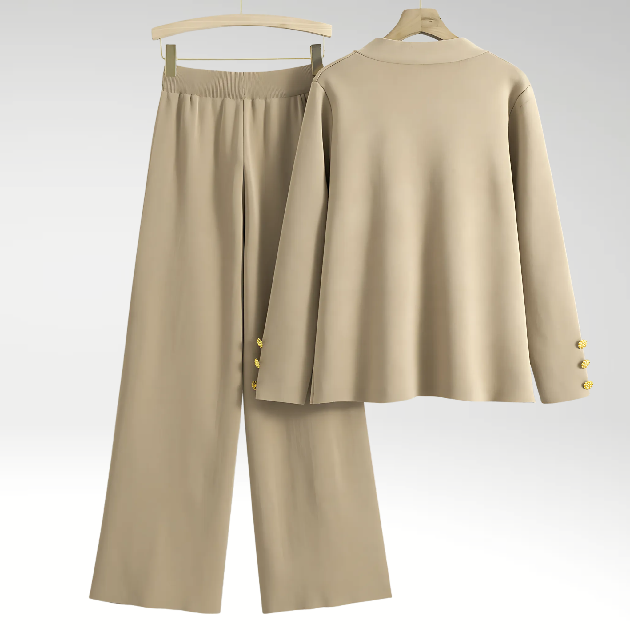 V Neck Button Front Lounge Set with Relaxed Pants
