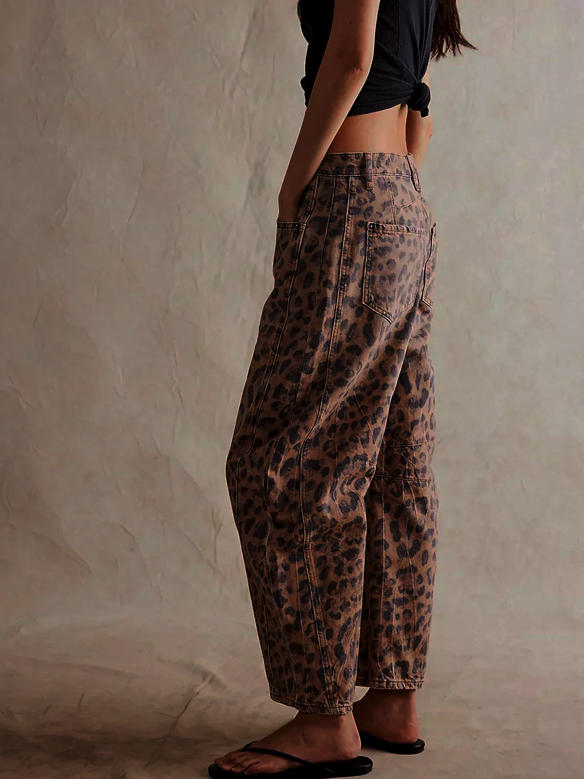 High-Waisted Leopard Print Wide-Leg Pants