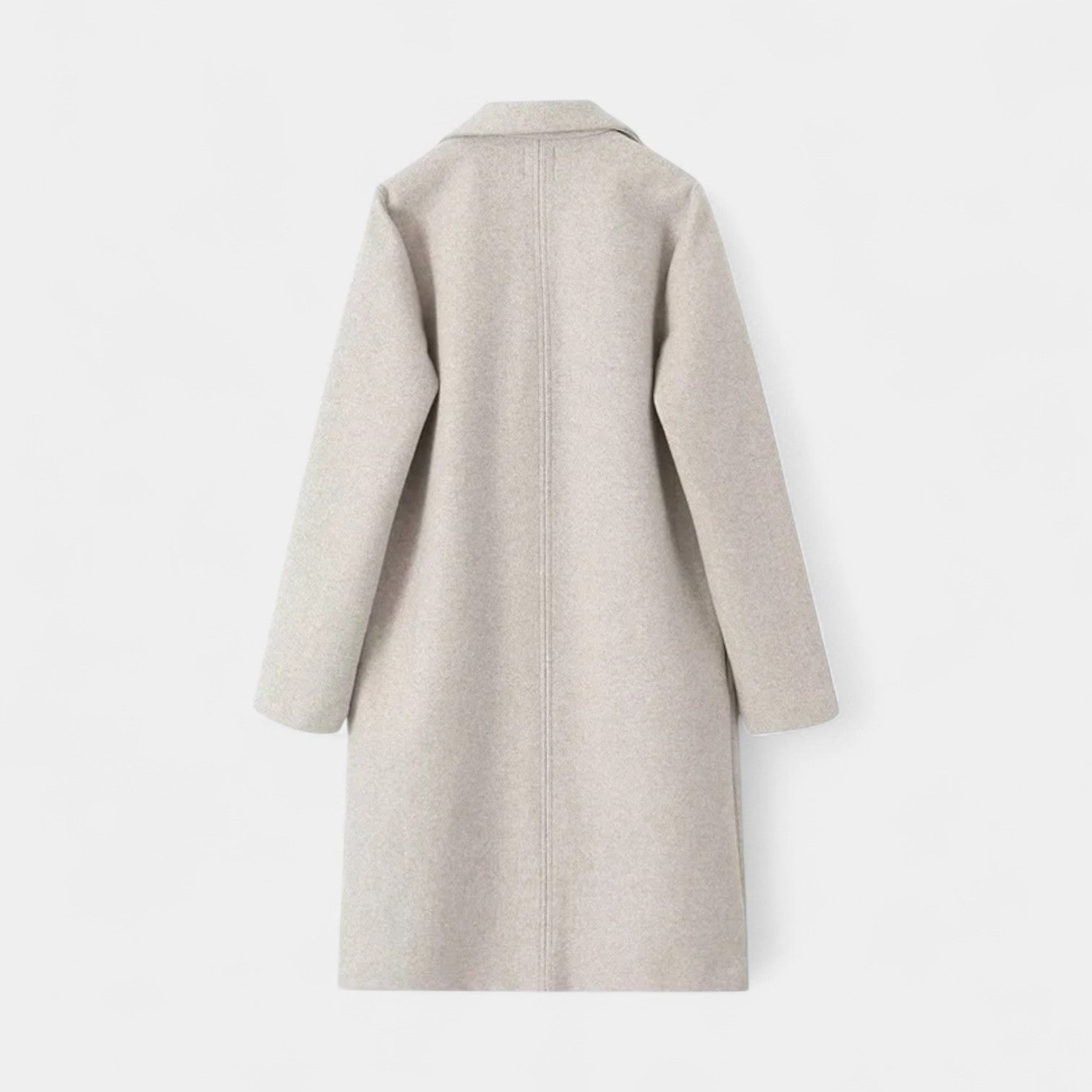 Minimalist Wool Blend Long Coat with Tailored Lapels