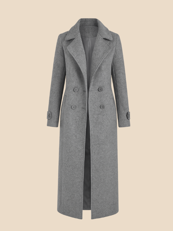 Women’s Long Double-Breasted Wool Blend Coat