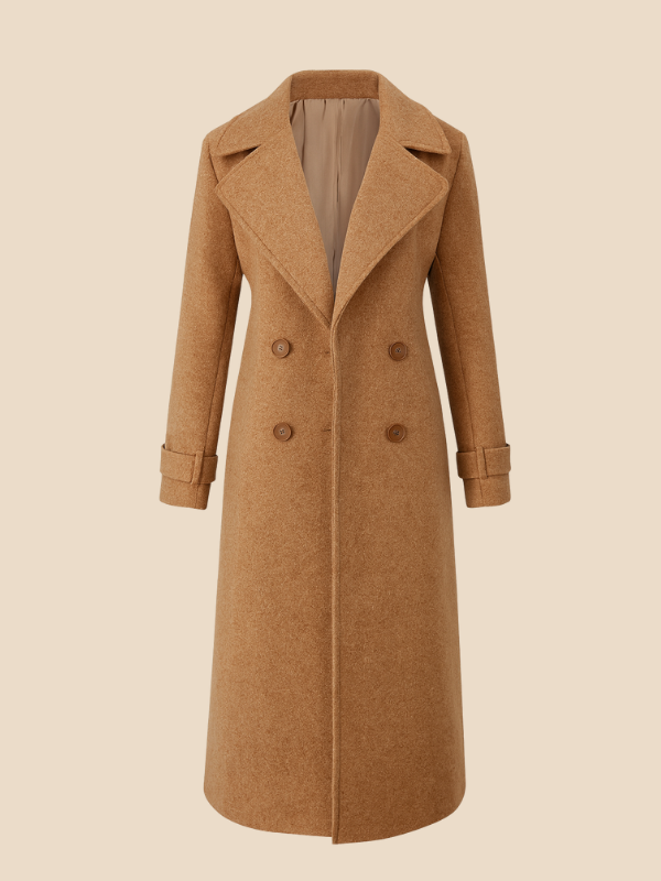 Women’s Long Double-Breasted Wool Blend Coat