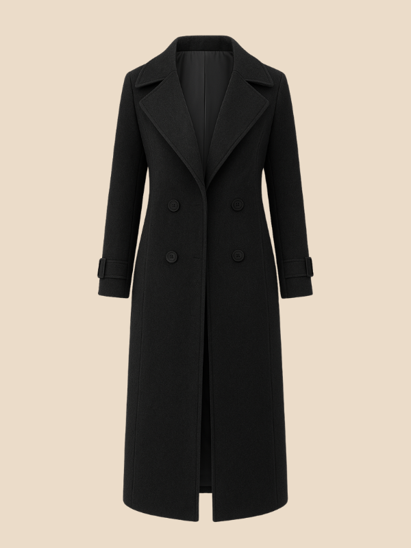 Women’s Long Double-Breasted Wool Blend Coat