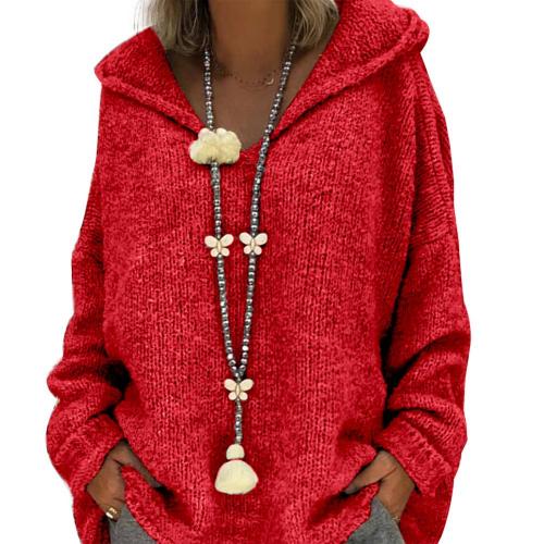 Cozy Soft Knit Relaxed Fit Hooded Pullover
