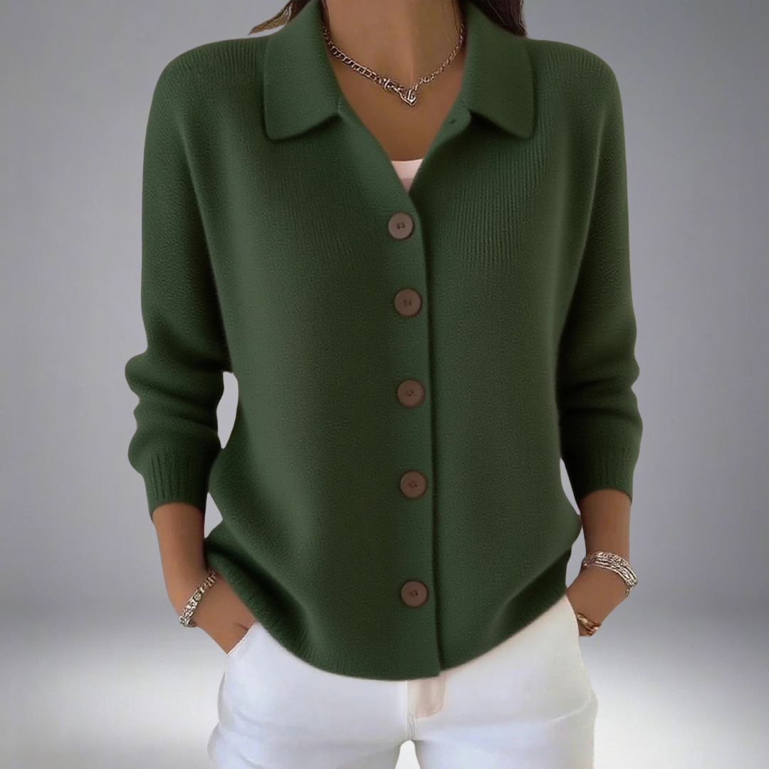 Button Front Collared Knit Cardigan for Polished Everyday Style