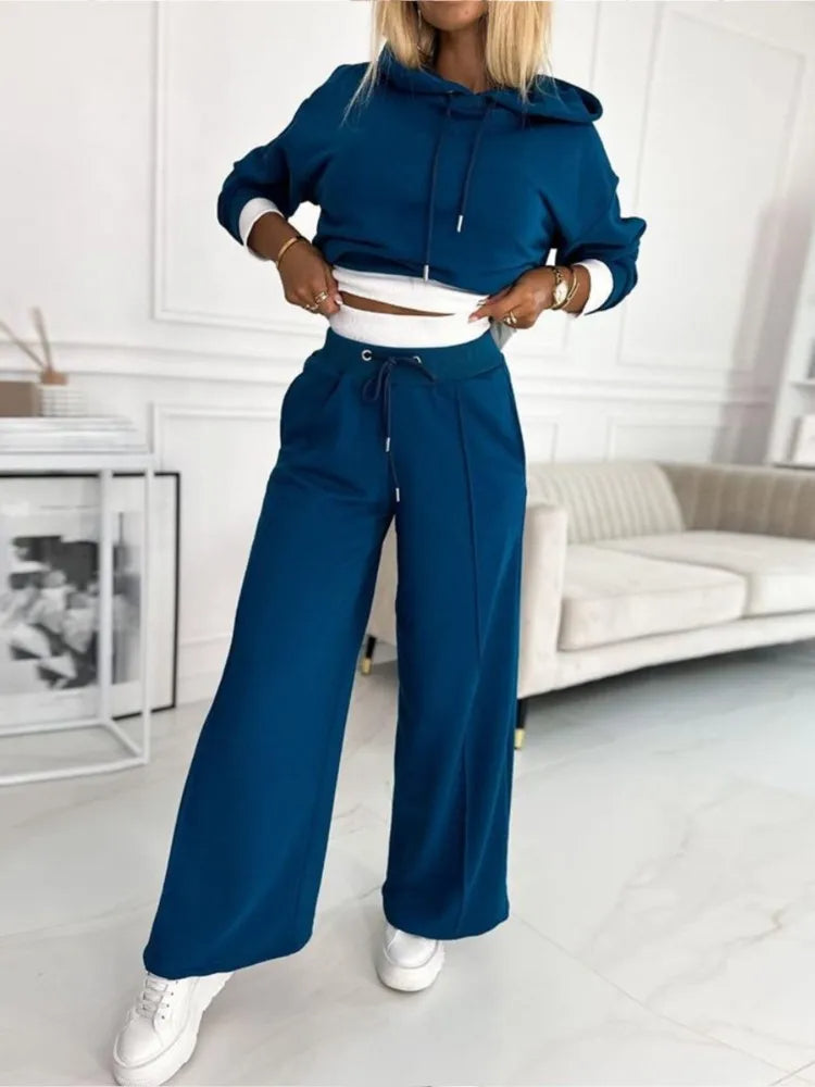 Women’s Cozy Hoodie and Wide-Leg Lounge Set for Everyday Comfort