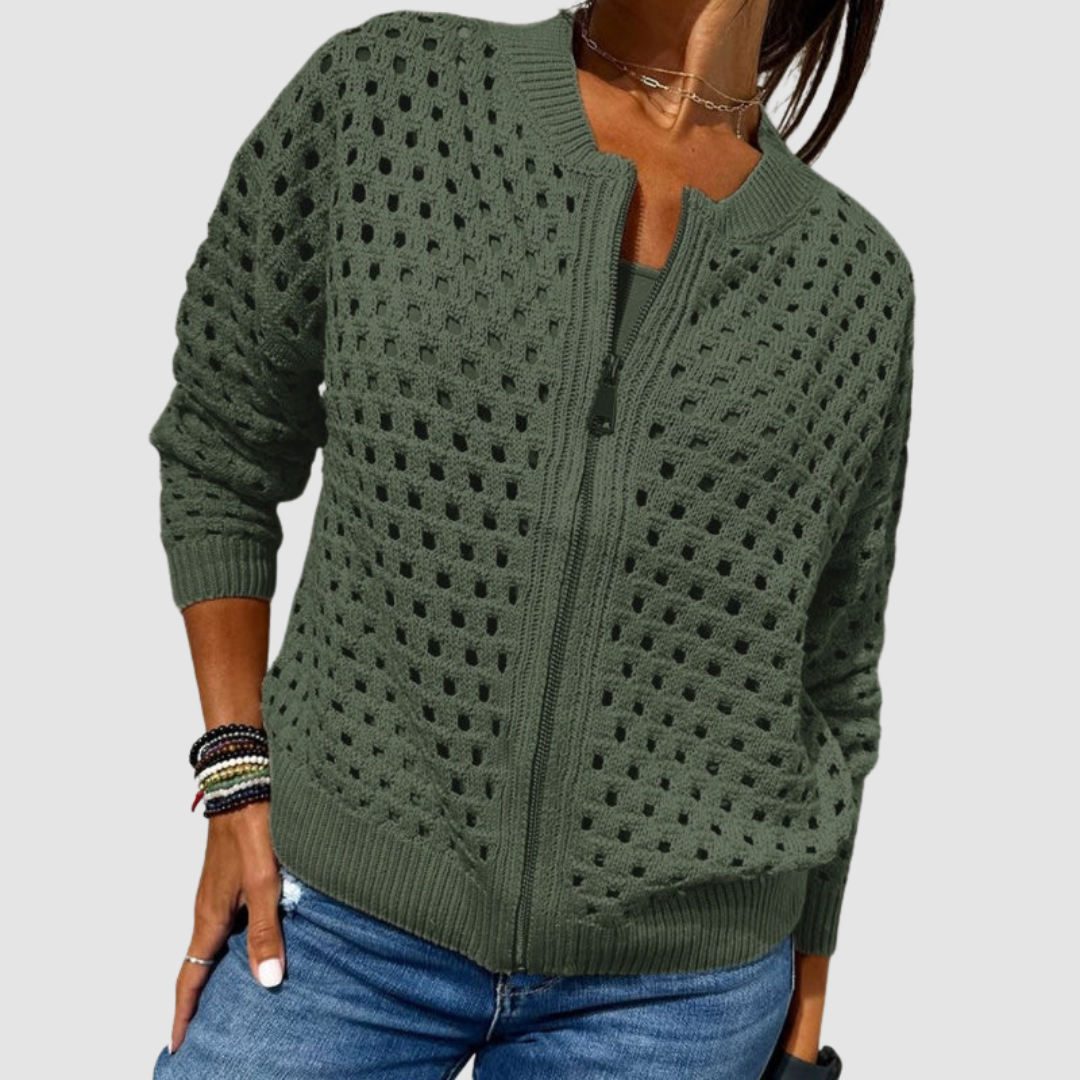 Zip Front Open Knit Cardigan for Lightweight Everyday Layering